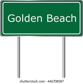 Golden Beach , Florida, road sign green vector illustration, road table, USA city