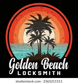 Golden Beach Locksmithillustrations with patches for t-shirts and other uses
