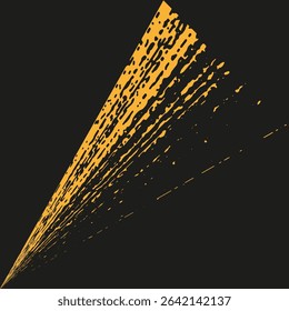 Golden beam vector. Particle light streak. Diagonal ray flow. Abstract speed burst.
