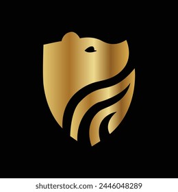 Golden bear logo design template