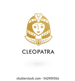 golden beautiful cleopatra logo illustration