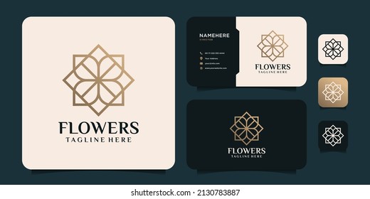 Golden beautiful flower logo vector bundle