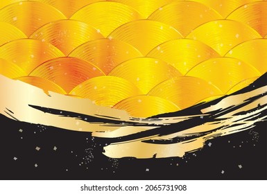 Material de fondo de patrón japonés hermoso dorado