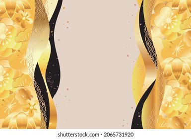 Golden beautiful Japanese pattern background material