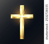 Golden beautiful shining christian cross design