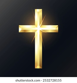 Diseño de cruz cristiana brillante hermoso dorado