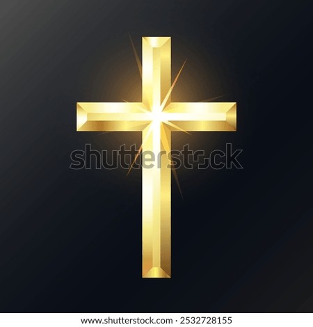 Golden beautiful shining christian cross design