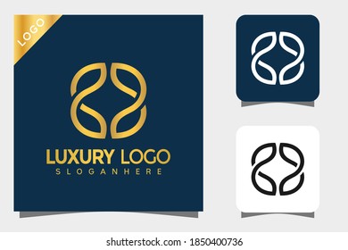 Golden Beauty Fashion Luxury logo design vector Illustration