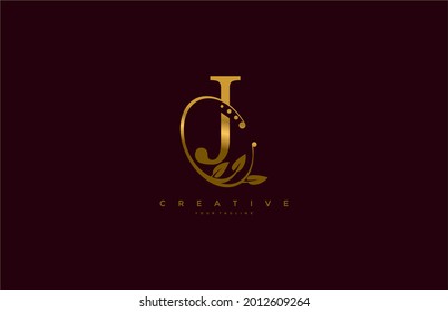 Golden Beauty Flourishes Initial Typography J Logogram