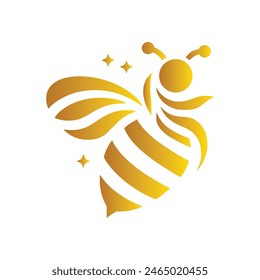 Una abeja dorada en vuelo. Logo de la abeja