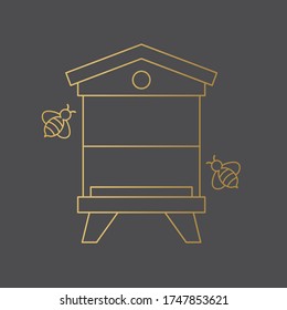 golden bee hive icon- vector illustration
