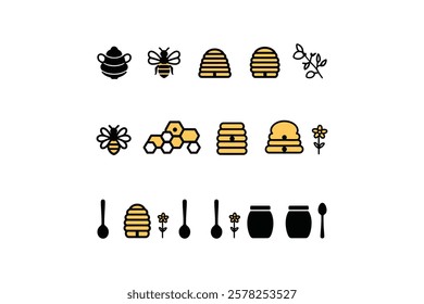 Golden Bee Honey Icons – Perfect for Beekeeping Logos