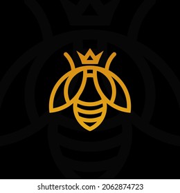 golden bee line art with a crown on its head perfect for your business logo