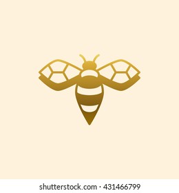 Golden bee logo. Business symbol. Vector illustration.