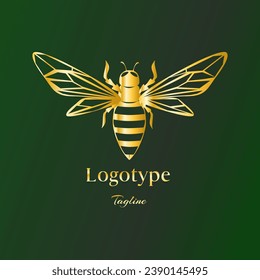 Vektorsymbol der Golden Bee. Logo-Design Premium. Bienenmode-Luxus-Symbol Logotype Illustration Logo Design Vektorbiene.