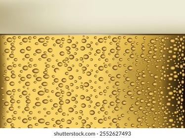 Golden beer bubbles rising in a glass, creating a refreshing and inviting background