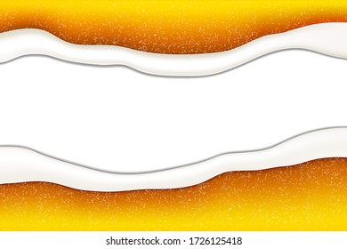 Golden Beer Foam An Bubbles Wave On White Background Vector Illustration