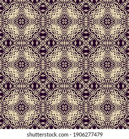 Golden beige abstract ornament on dark background, tile pattern, 
 Christmas decoration