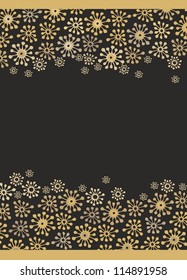 Golden - beige decorative starry border for card design, paper decoration, background for christmas illustration