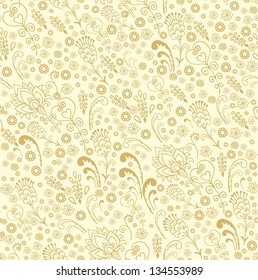Golden- beige seamless floral texture