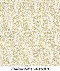 Golden - beige seamless ornamental vector floral pattern