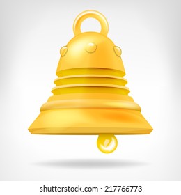 golden bell 3D object isolated on white vector illustration