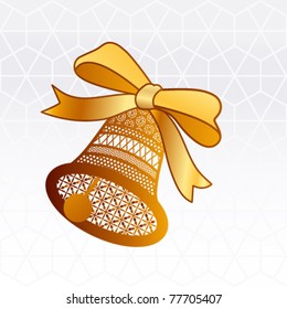 Golden bell with bow - christmas - wedding