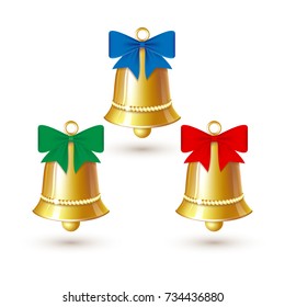 golden bell   with bow, set