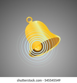 Golden bell with circular sound waves