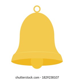 Golden bell flat icon. Vector illustration isolated on white background.