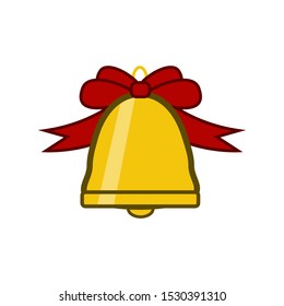 
Golden bell. Bell in flat style. Decor for Christmas and New Year. Bell for christmas. Vector