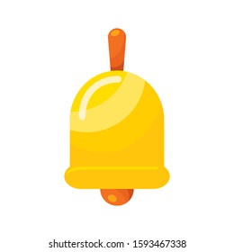 Golden bell. Graphic color sketch icons in flat style. Isolated. Vector illustration.