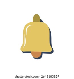 Ícone de sino dourado. Símbolo de alerta de notificação. Vetor de comunicação sonora. Tocando gráfico de alarme.