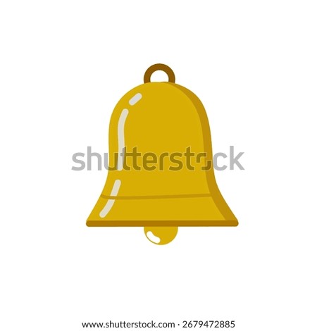 golden bell icon. Symbol of notification, alert, reminder, alarm, announcement, school bell, and ringing sound.