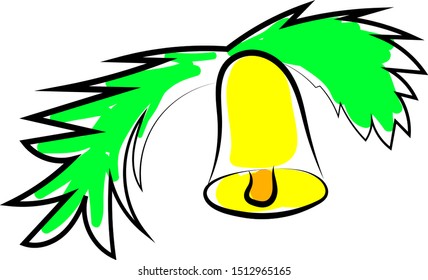 Golden bell, illustration, vector on white background.