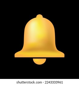 Golden bell on a black background. Vector graphics.