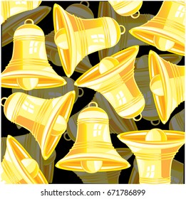Golden bell on dark background is insulated
