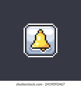 golden bell sign in pixel art style