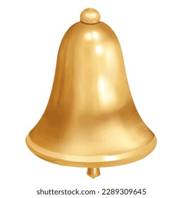 golden bell with style hand drawn digital painting illustration
