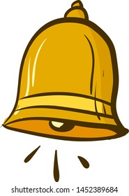 Una campana dorada, vector, dibujo de color o ilustración.