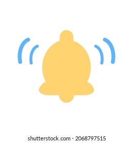 Ilustración del vector campana dorada sobre fondo blanco. símbolo, icono, llamada, notificación, alerta.