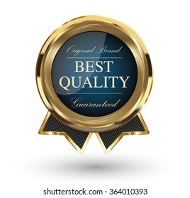 Golden Best Quality Badge.
Vector illustration.