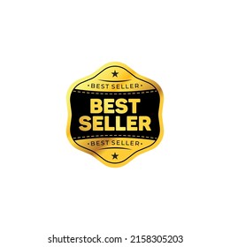 Golden Best Seller Icon Isolated On White Background. Best Selling Gold Tag Sales Label, Medal, Logo, Badge, Quality Product Warranty Guarantee. Business Certificate Illustration