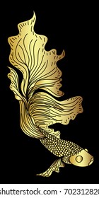 Golden Betta fish vector.beautiful Fighting fish, Gold Siamese fighting fish.Traditional Japanese culture for printing on background.