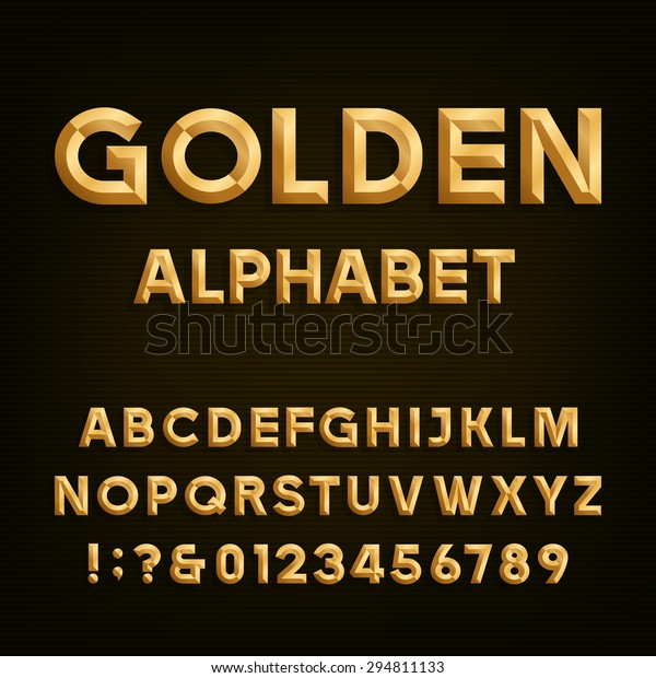 Golden Beveled Font Vector Alphabet Gold Stock Vector (Royalty Free ...