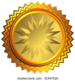 Golden big medal on white background  (vector)