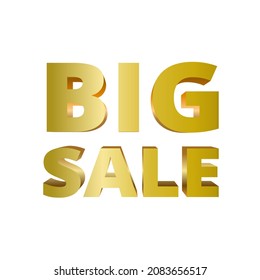 Golden Big sale 2.5D text vector. Use for discount sale promotion banner, website, poster, etc.