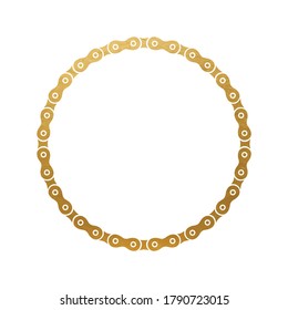 Golden Bike Chain Frame - Round Decoration Element - Vector