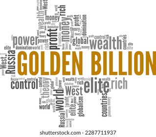 Diseño conceptual de la nube de palabras Golden Billion aislado en fondo blanco.