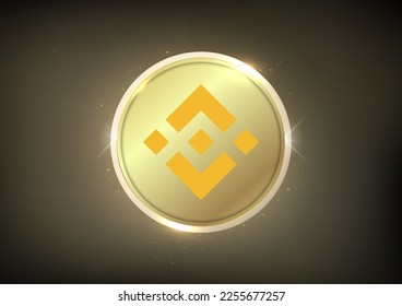 Golden Binance (BNB) Crypto banner . cryptocurrency golden coin Binance symbol  isolated on gold coin 